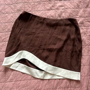 Reformation Brown/Ivory Wave Mini Skirt